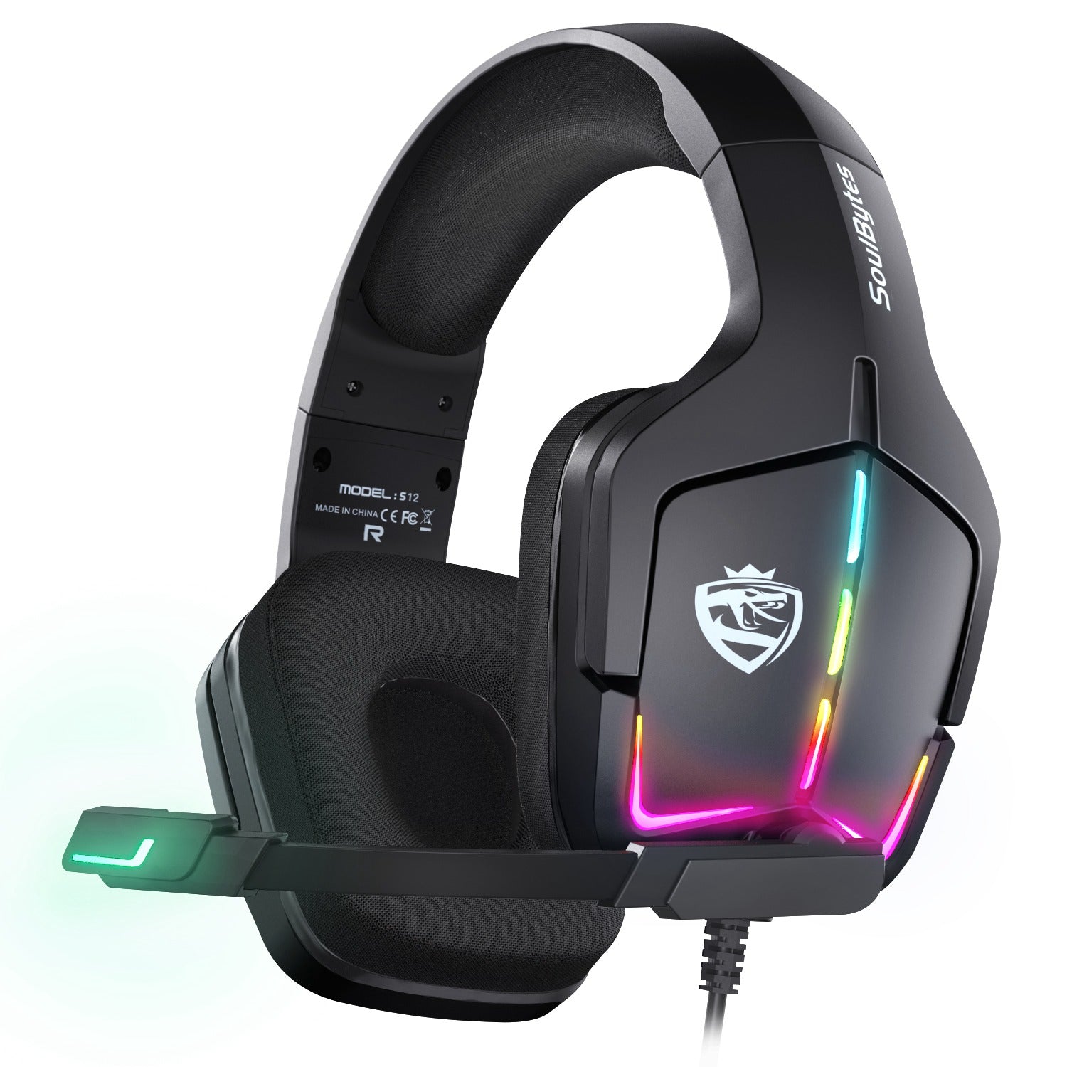 SOULBYTES S12 USB+3.5mm Wired Over-Ear Gaming Headphone RGB LED Light Professional E-sports Headset with Adjustable Microphone SOULBYTES S12 USB+3.5mm Wired Over-Ear Gaming Headphone RGB LED Light Professional E-sports Headset with Adjustable Microphone
